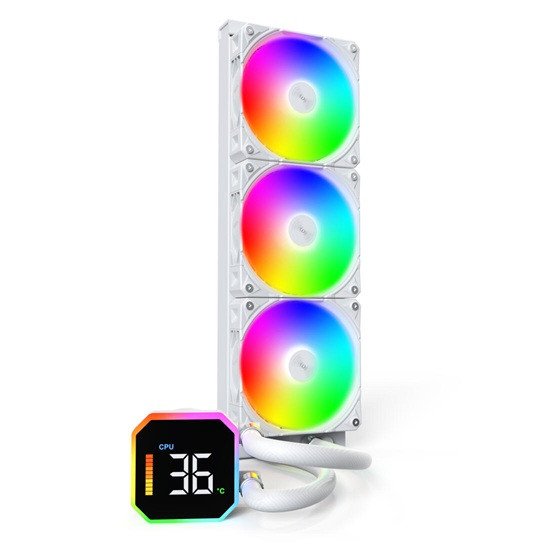 Водяное охлаждение для CPU Montech HyperFlow Digital 360 (W) TDP 350W 3x120 115x-1851/AM3-AM5 White