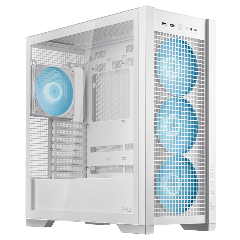 Корпус Asus TUF GAMING GT302 TG ARGB WHITE (90DC00I3-B19000) [Midi Tower, 4x 140 мм, белый]