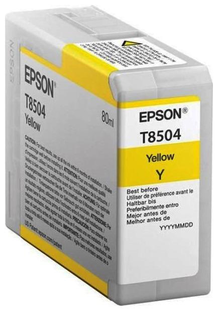 Картридж струйный Epson C13T850400 Yellow T850400 UltraChrome HD ink, оригинальный, желтый, 80 мл
