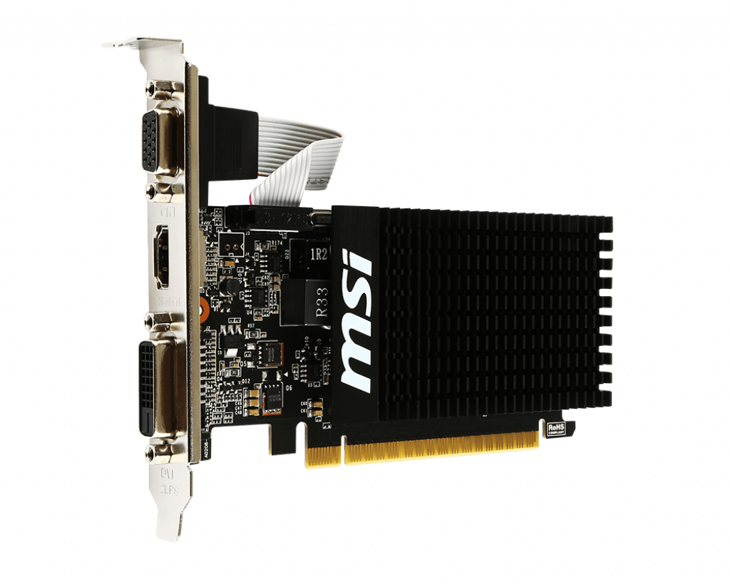 Видеокарта MSI GeForce GT 710 (GT 710 2GD3H LP) [2 ГБ, GDDR3, 64 бит, VGA, DVI, HDMI]