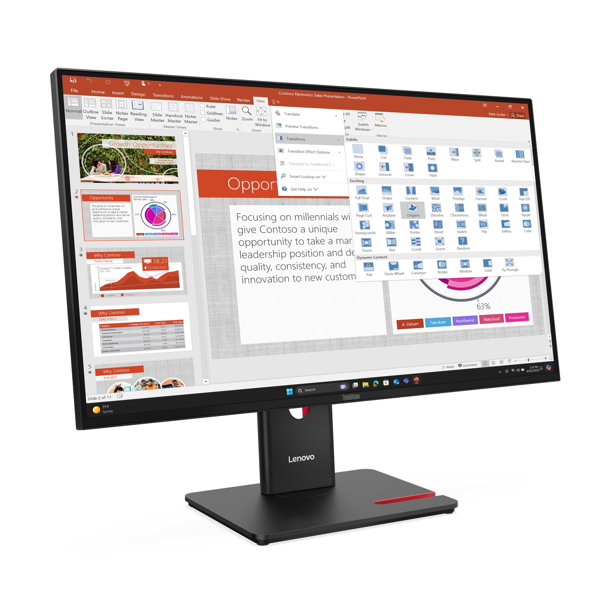 Монитор Lenovo ThinkVision T27-40 (64A5MAT6EU) [27", IPS, 1920x1080, 120Гц, 4 мс, HDMI, DisplayPort]