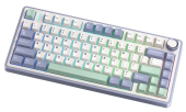 Клавиатура Aula F75 [механическая, проводная + беспроводная, RGB подсветка, Leobog Graywood V3, фиолетовая]