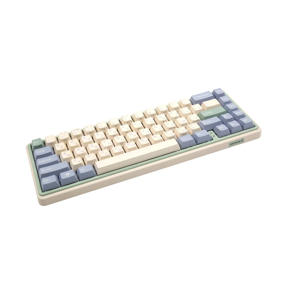 Клавиатура Varmilo Eucalyptus VXH67 (A44A046D5A3A06A039) [механическая, проводная + беспроводная, белая подсветка, Cherry Mx Silent Red, розовая]