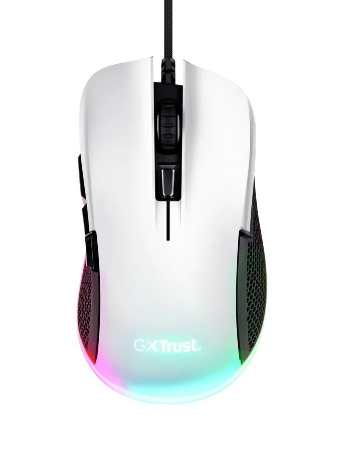 Мышь Trust GXT 922W YBAR (24730) [проводная, светодиодная, 7200 DPI, 1000 Гц, подсветка, белый]