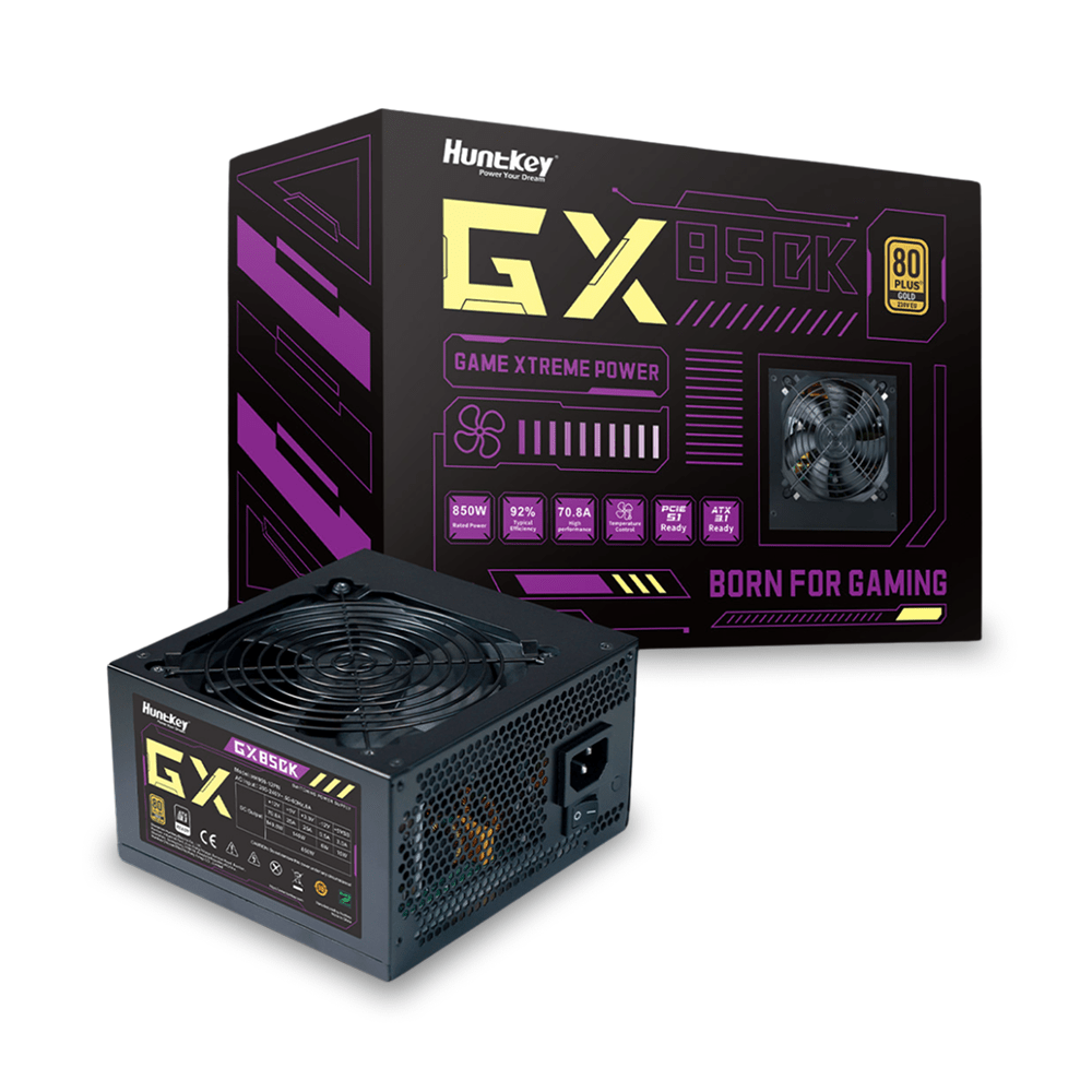 Блок питания HuntKey GX850K [850 Вт, 80 PLUS Gold, 4x SATA, 2 x 6+2 pin PCIe, 1x 4+4 pin CPU, EPS12V, ATX]