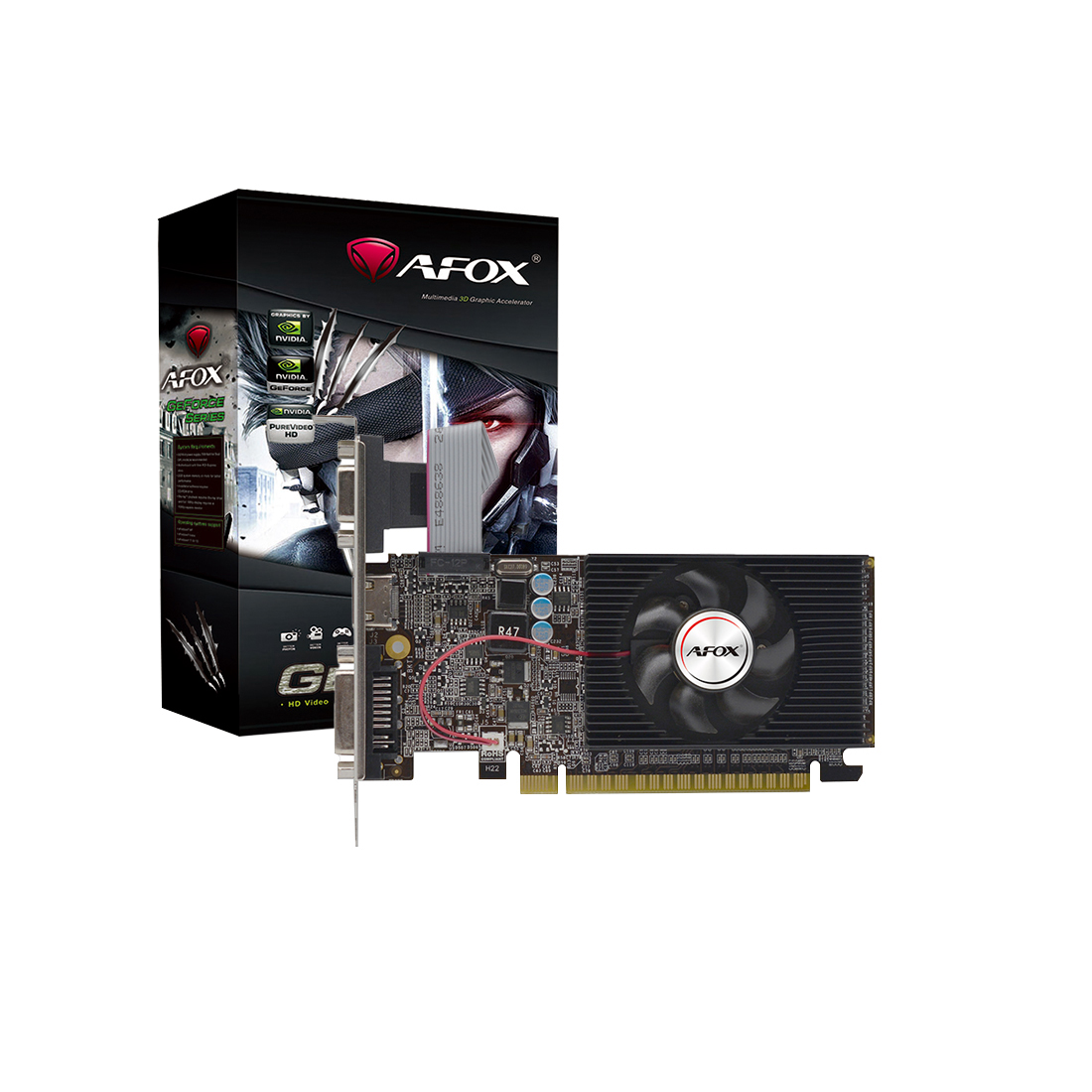 Видеокарта Afox GT610 2GB D3 LP Single Fan (AF610-2048D3L8) [2 ГБ, GDDR3, 64 бит, VGA, DVI, HDMI]