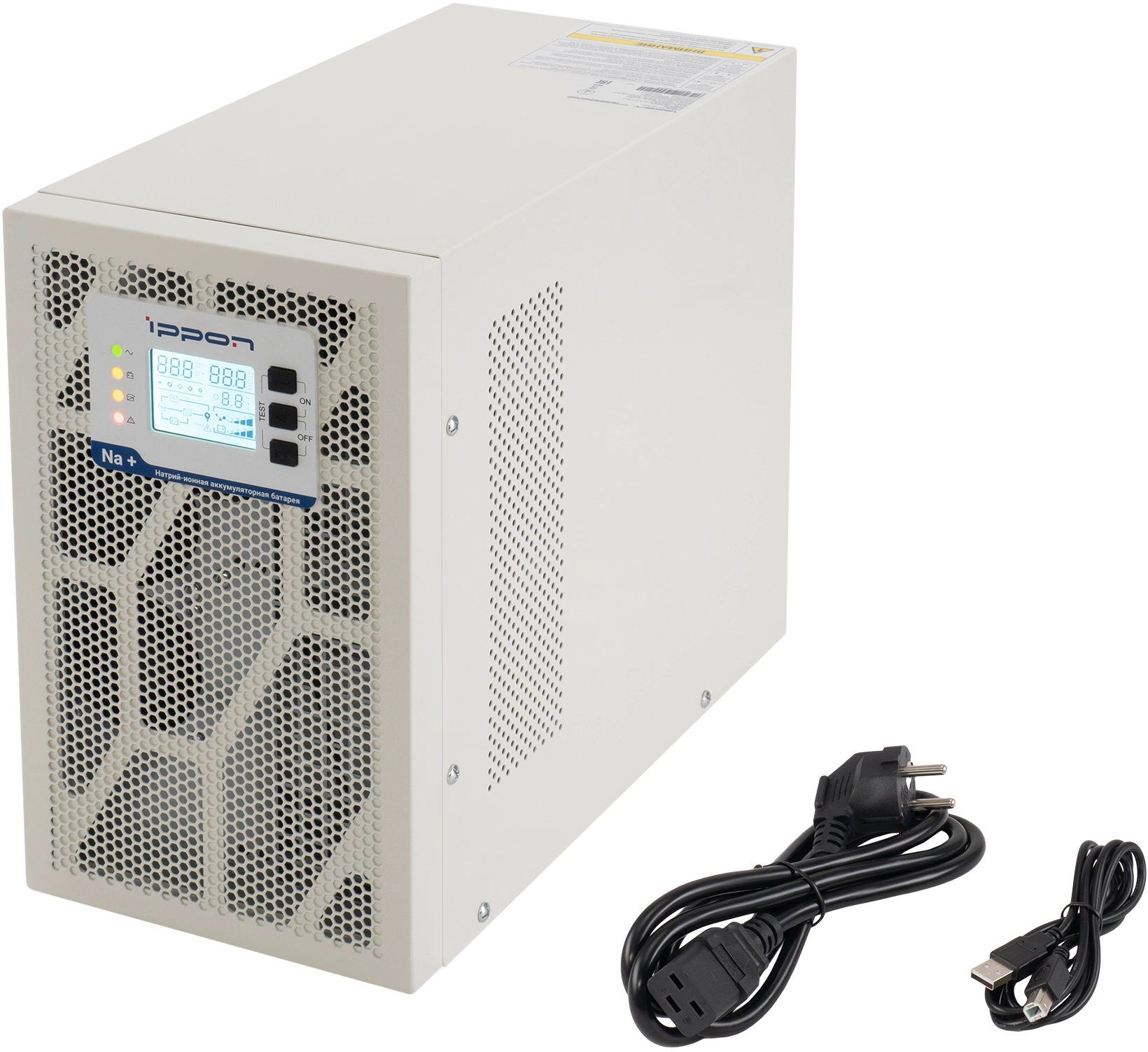 ИБП Ippon Na+ TAE 3000 3000W (Tower online/батарея 12V 4,8Ah*8/USB-B /RS-232/EPO/4 euro роз/ЖК-дисплей/поддержка SNMP/Белый)