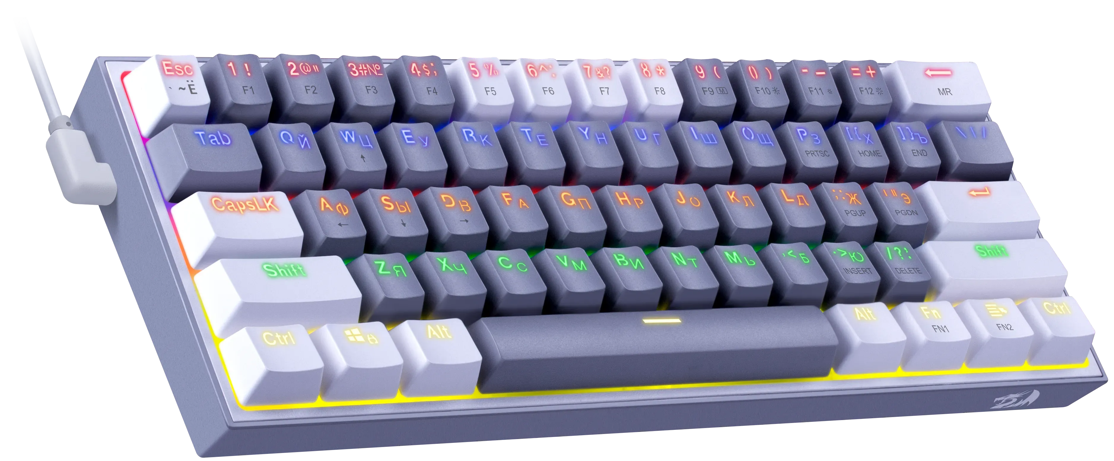 Клавиатура Redragon Fizz (70675) [механическая, проводная, RGB подсветка, Outemu Brown, серая]