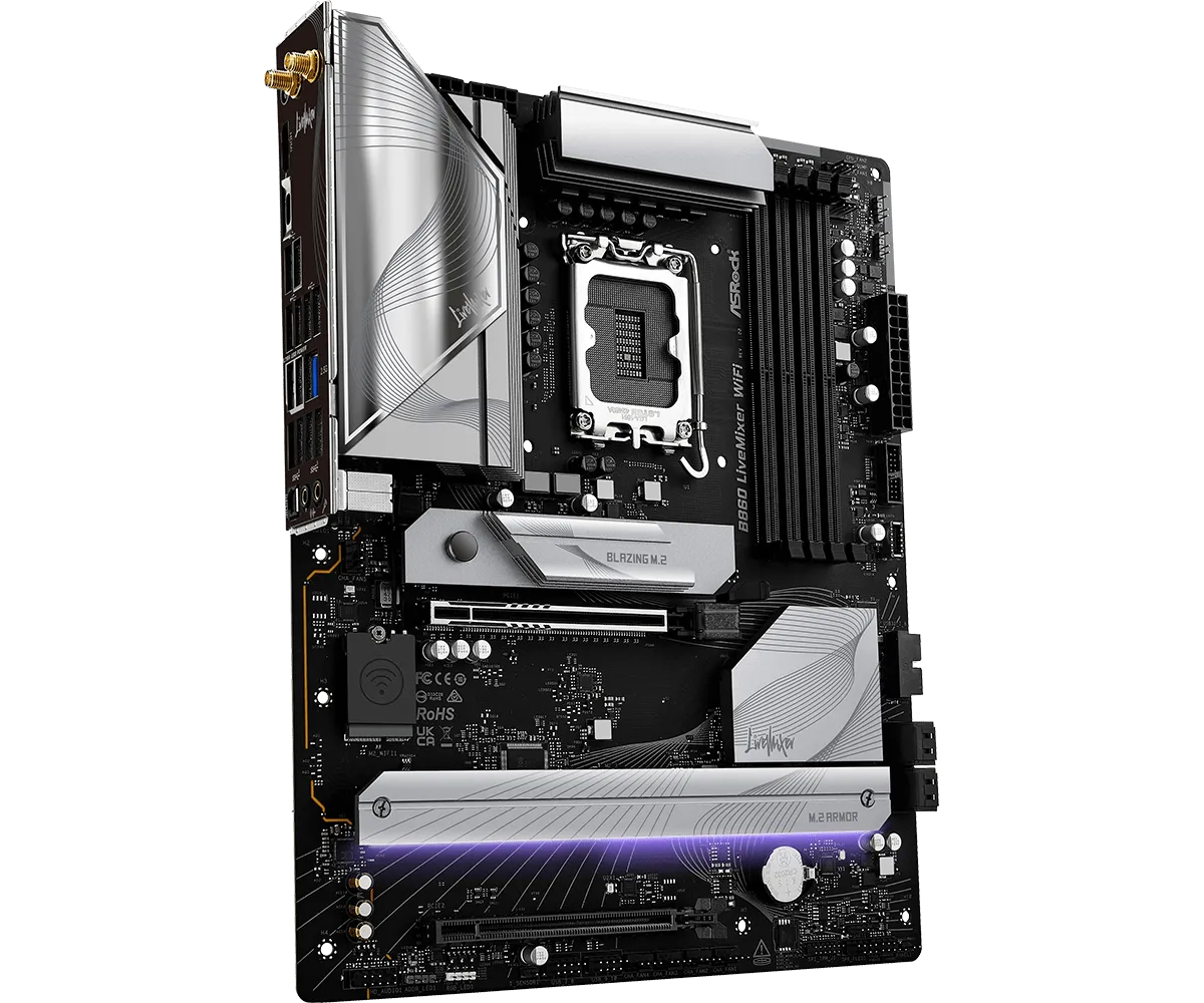 Материнская плата Gigabyte B860 LiveMixer WiFi [LGA 1851, Intel B860, 4xDDR 5, 3xM.2, 2xPCI-E x16, Standard-ATX]