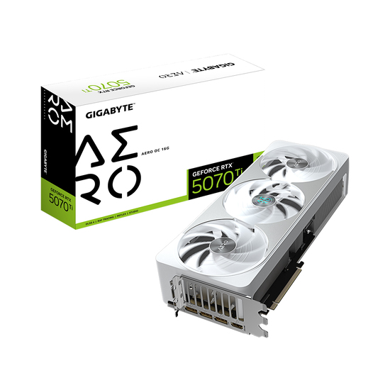 Видеокарта Gigabyte RTX 5070 Ti AERO OC 16G (GV-N507TAERO OC-16GD) [16 ГБ, GDDR7, 256 бит, HDMI, DisplayPort (3 шт)]