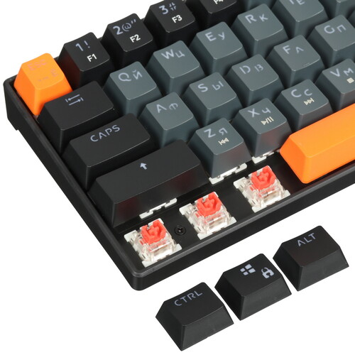 Клавиатура Defender Apex GK-002 (45003) [механическая, проводная, RGB подсветка, Outemu Red, черная]