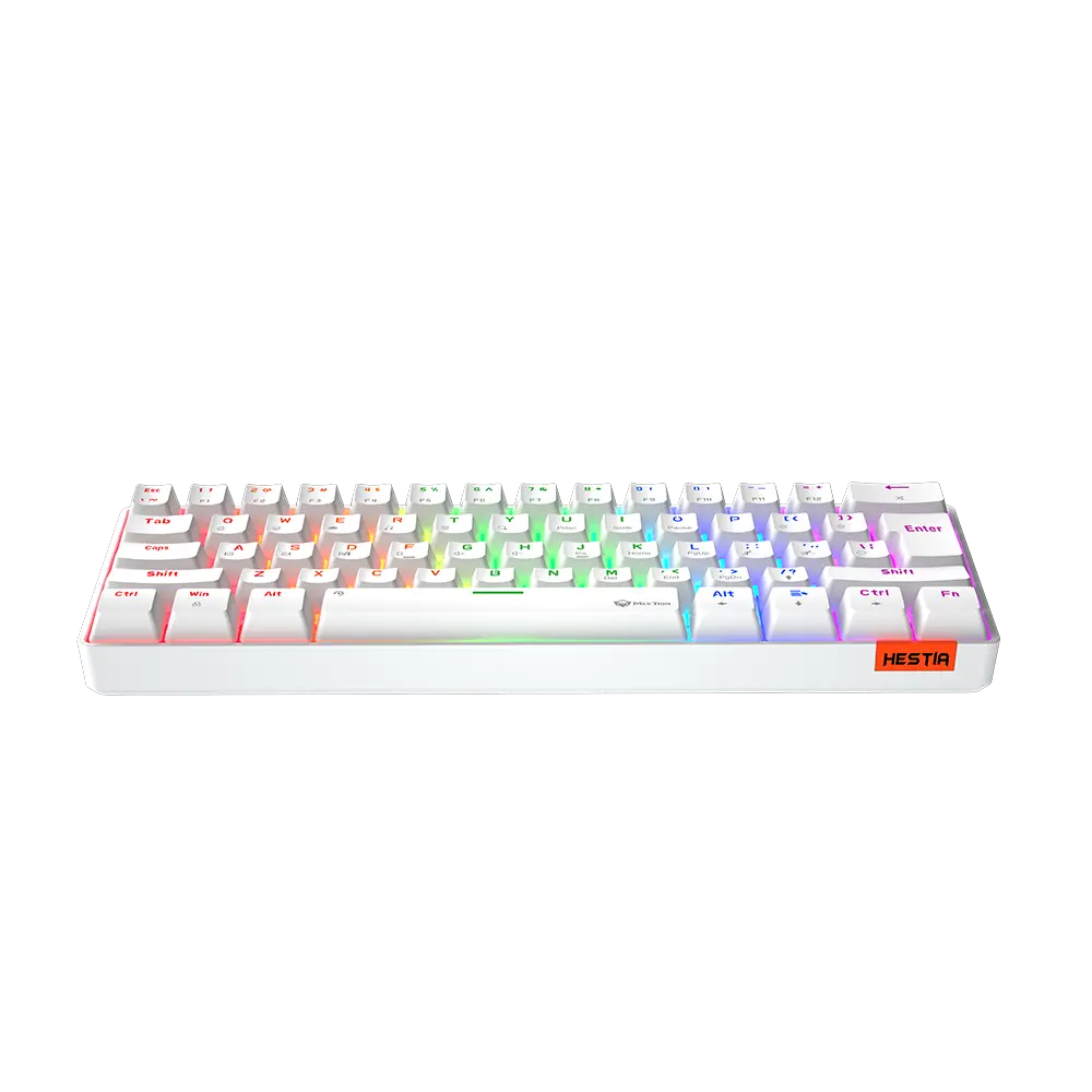 Клавиатура USB, Meetion MK005, Белый KeyBoard Mechanical, Blue switch, 61 keys EN/RU/KZ, Cable USB-C, White