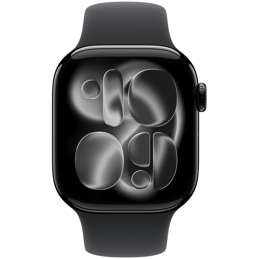 Apple Watch Series 11 GPS 42mm (MEQT4RK/A) Jet Black Aluminium Case with Black Sport Band - S/M, Model A3331, черный