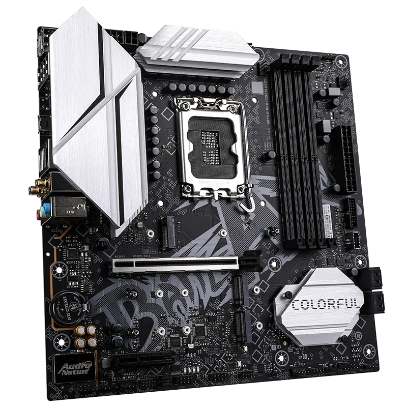 Материнская плата Colorful BATTLE-AX (B760M-PLUS WIFI D5 V20) [LGA 1700, Intel B760, 4xDDR 5, 3xM.2, 1xPCI-E x16, Micro-ATX]