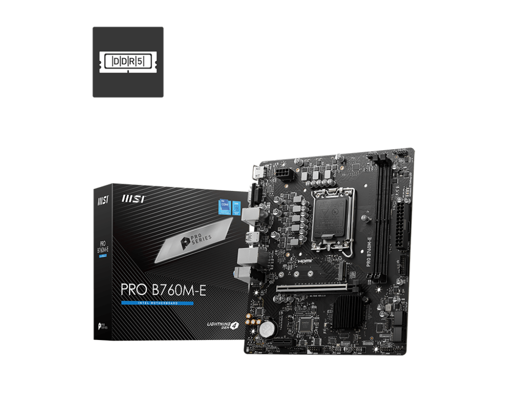 Материнская плата MSI PRO B760M-E [LGA 1700, Intel B760, 2xDDR 5, 1xM.2, 1xPCI-E x16, Micro-ATX]