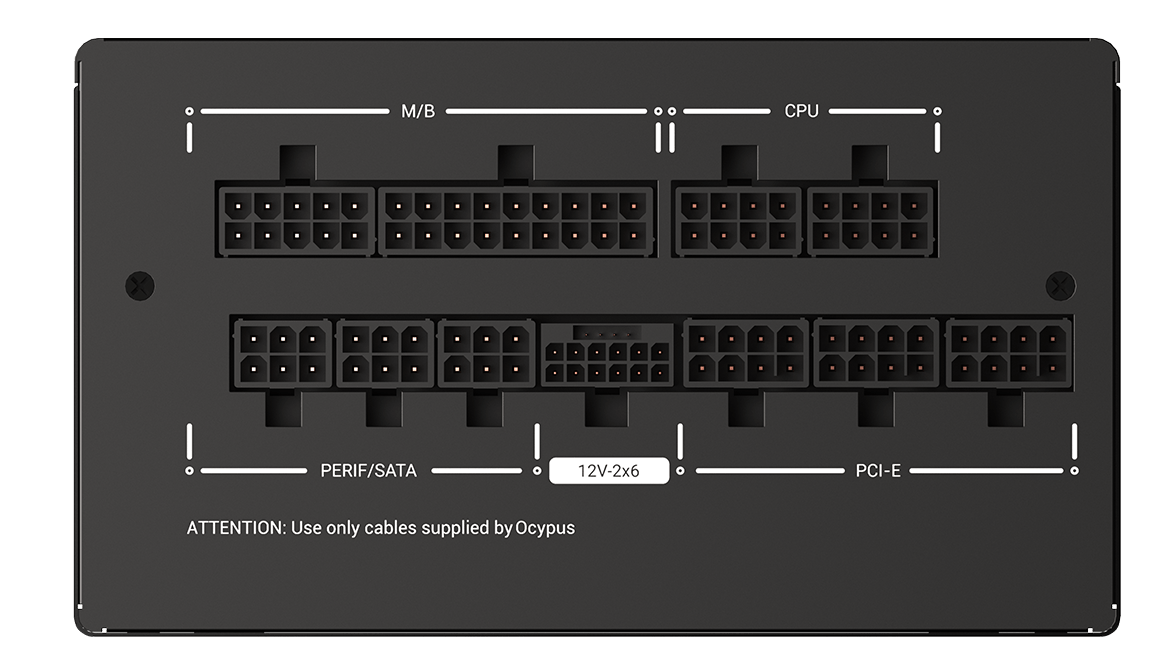 Блок питания Ocypus Iota P750 (Iota-P750-G1FFBK024X-EU) [750 Вт, 80 PLUS Gold, 8x SATA, 1 x 16 pin (12VHPWR), 3 x 6+2 pin PCIe, 2x 4+4 pin CPU, ATX]