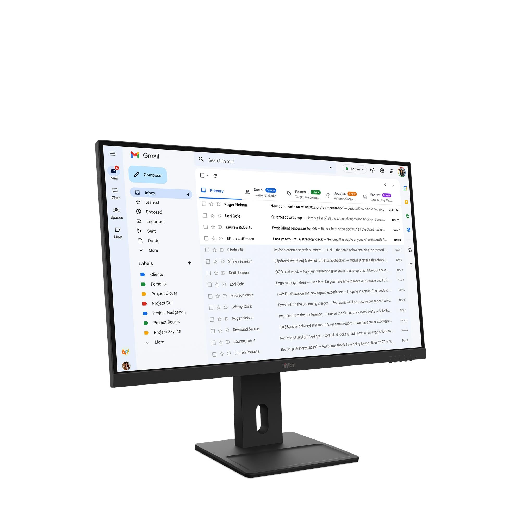 Монитор Lenovo ThinkVision E27-40 (64BCMAT4EU) [27", IPS, 1920x1080, 100Гц, 4 мс, HDMI, DisplayPort, VGA (D-Sub)]