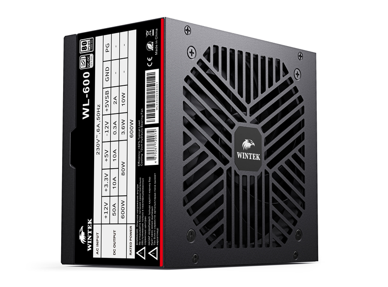Блок питания Wintek WL-600 [600 Вт, 80 PLUS Standart, 4x SATA, 2 x 6+2 pin PCIe, 2x 4+4 pin CPU, EPS12V, ATX]
