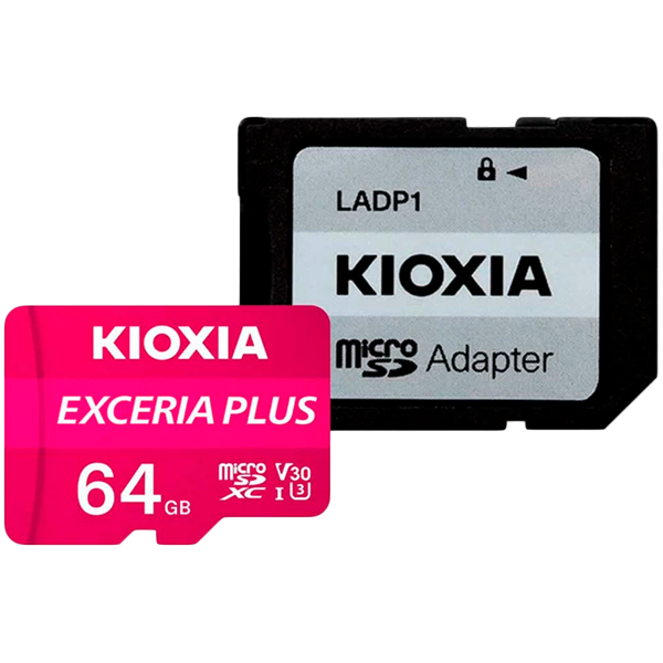 Карта памяти microSD KIOXIA Exceria Plus (M303) 64GB UHS I U3 с адаптером (LMPL1M064GG2)