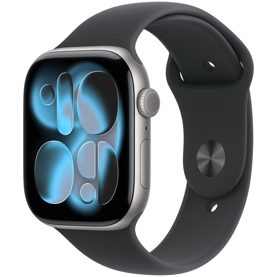 Apple Watch Series 11 GPS 46mm Space Grey Aluminium Case with Black Sport Band - M/L,Model A3333