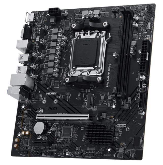 Материнская плата MSI PRO A620AM-B EVO [AM5, AMD A620, 2xDDR 5, 1xM.2, 1xPCI-E x16, Micro-ATX]