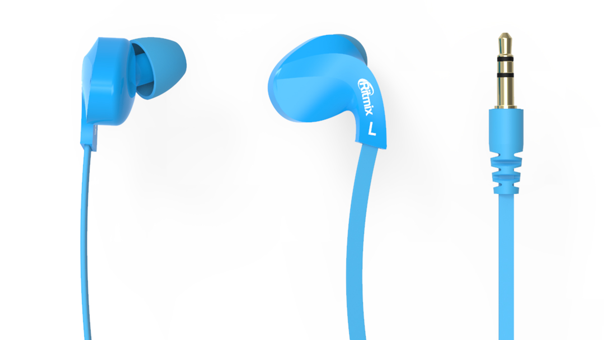Наушники Ritmix RH-025, Синий Headphone 32 Ohm, 20-20000Hz, 100dB, 1.2m, blue