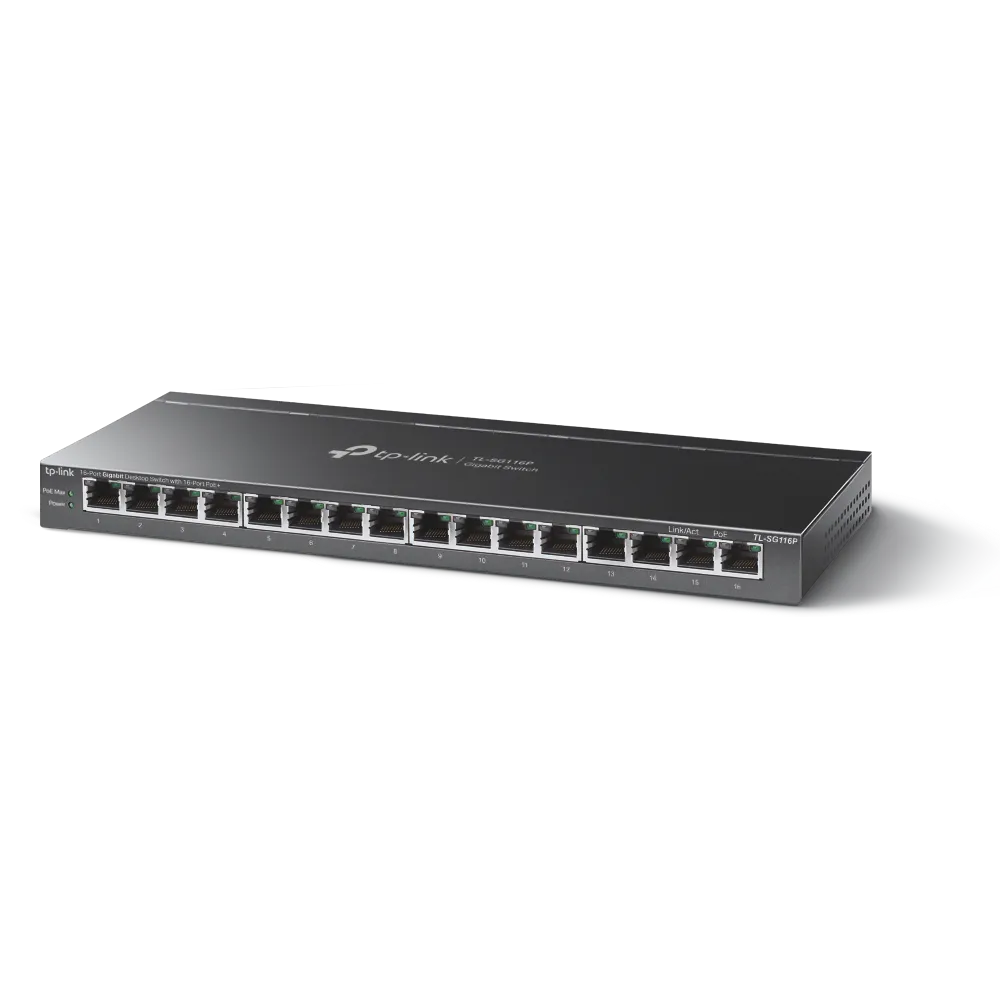 Коммутатор PoE+ 16-портовый Tp-Link TL-SG116P