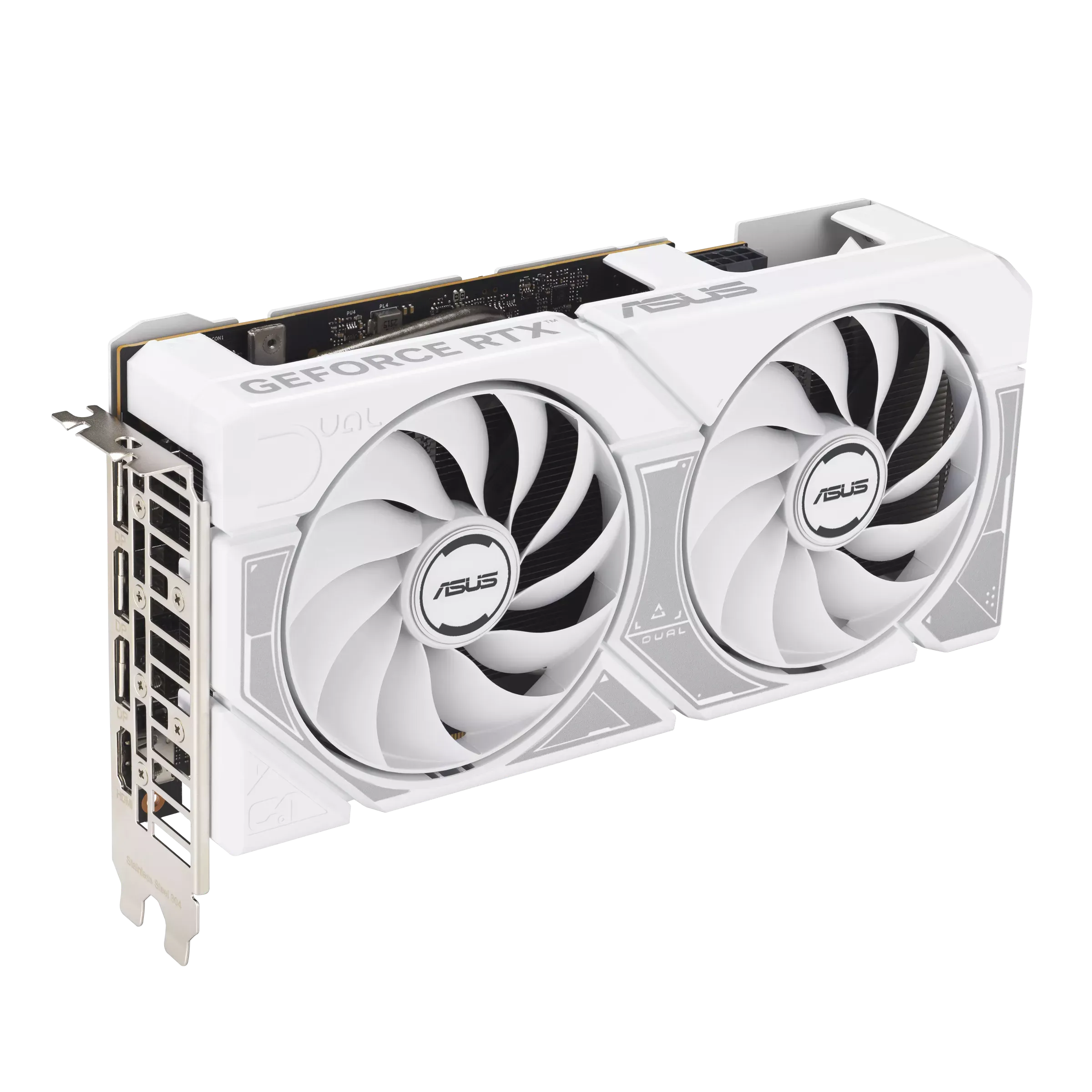 Видеокарта Asus GeForce RTX5060 8Gb DUAL OC Edition White (DUAL-RTX5060-O8G-WHITE) [8 ГБ, GDDR7, 128 бит, HDMI, DisplayPort (3 шт)]