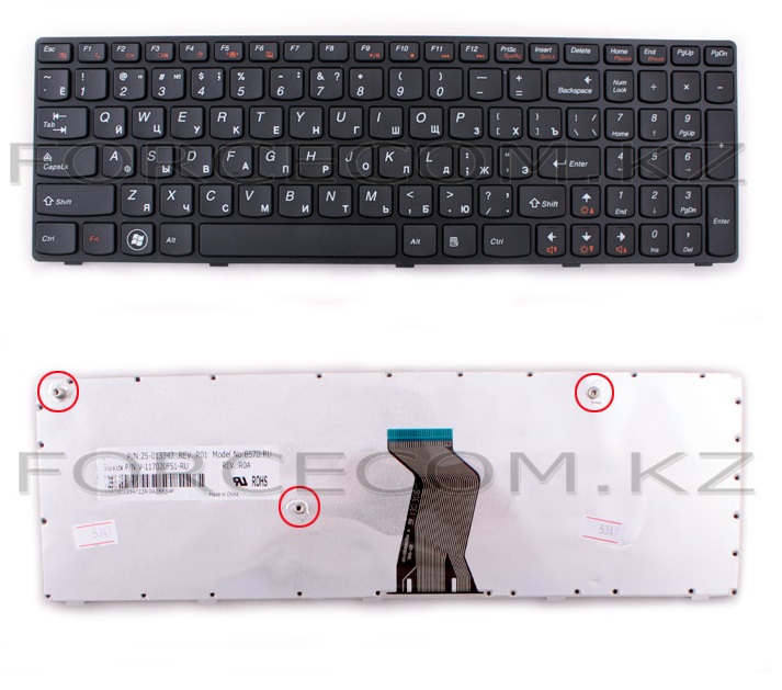 Клавиатура для ноутбука Lenovo IdeaPad V570/ B570, RU, черная - купить по цене 4 500 тг. в интернет-магазине Forcecom.kz