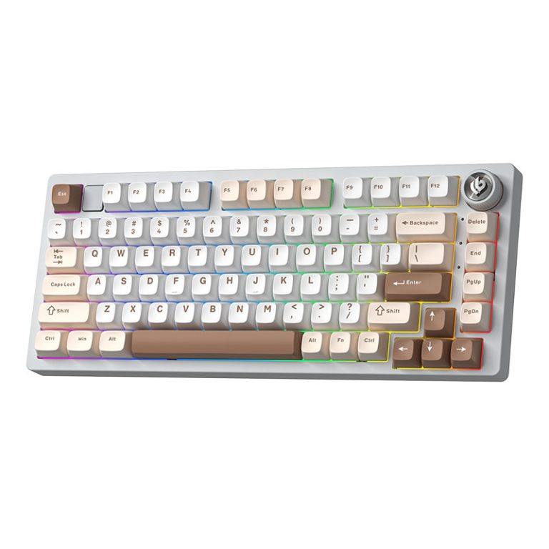 Клавиатура Aula Hi75C Pro [механическая, проводная + беспроводная, RGB подсветка, Turquoise, белая]