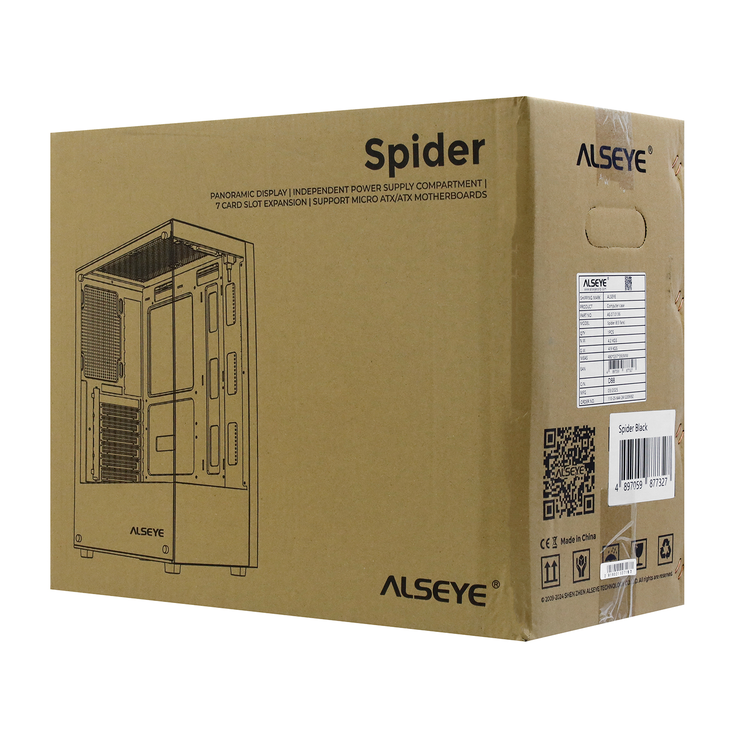 Корпус Alseye Spider-B (AS.07.0136) [Midi Tower, 5 х 120 мм, черный]
