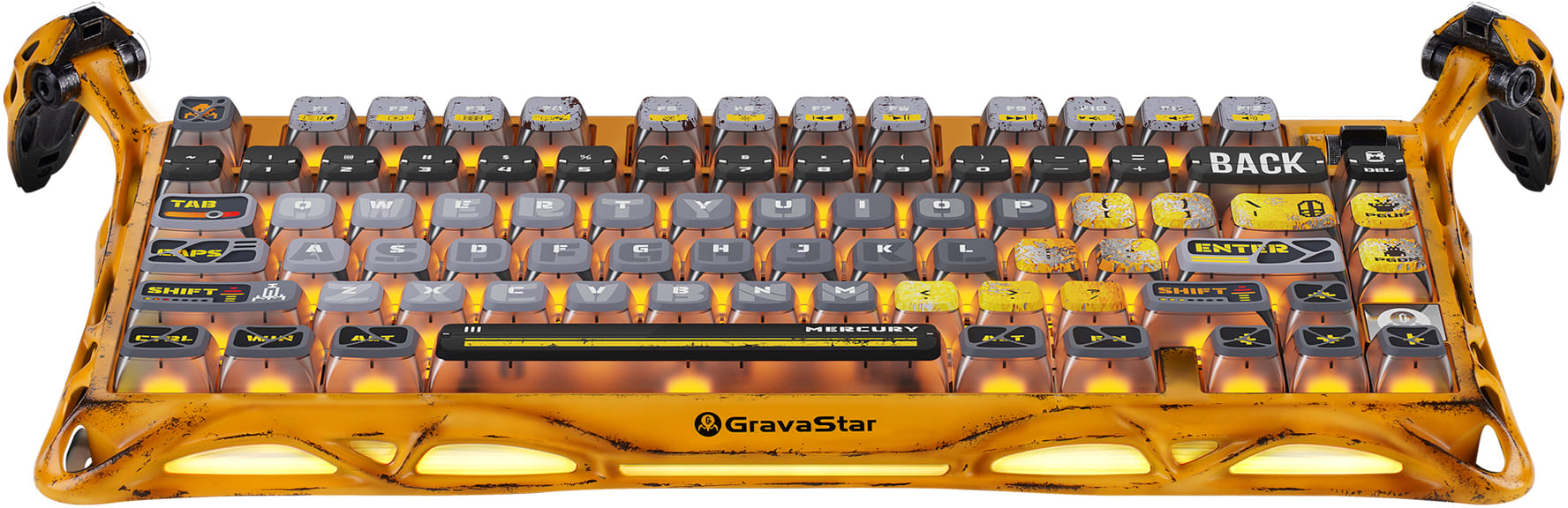 Клавиатура Gravastar Mercury K1 Pro Battle-Worn Yellow [Механическая, беспроводная, клавиш - 79, подсветка, Оранжевый]