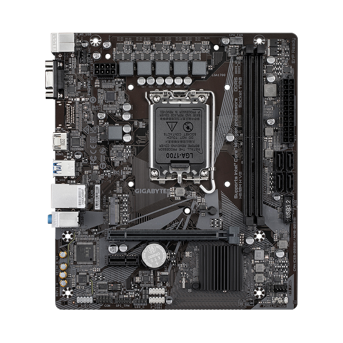 Материнская плата Gigabyte H610M H V2, LGA 1700, Intel H610, 2xDDR 5, 1xM.2, 1xPCI-E x16, Micro-ATX
