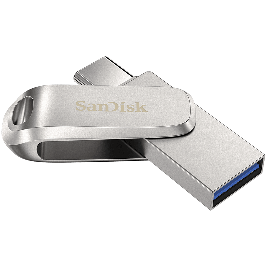 USB Флеш SanDisk Dual Drive Luxe USB Type-C (SDDDC4-128G-G46-DBOX) 128ГБ, 150 МБ/сек, Серебристый (мятая коробка))