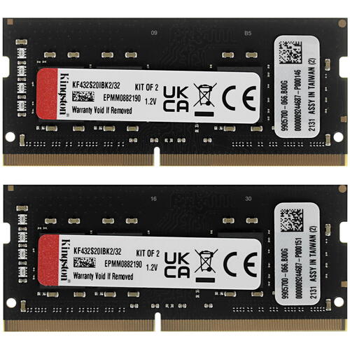 Комплект оперативной памяти для ноутбука Kingston FURY Impact (KF432S20IBK2/32), 32 ГБ (2*16) DDR 4, 3200 МГц, 1.2 В, KIT