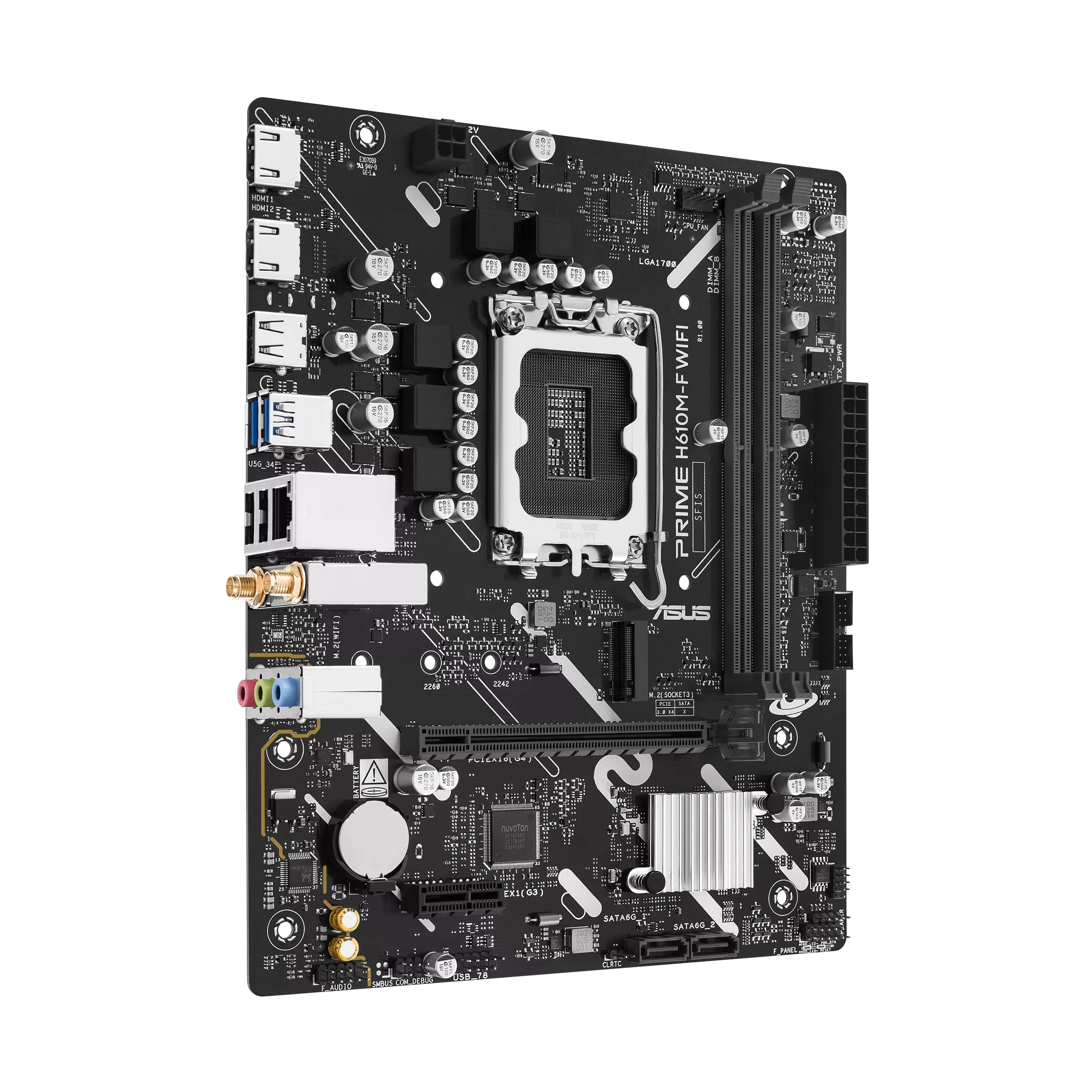 Материнская плата Asus PRIME H610M-F WIFI [LGA 1700, Intel H610, 2xDDR 5, 1xM.2, 1xPCI-E x16, Micro-ATX]