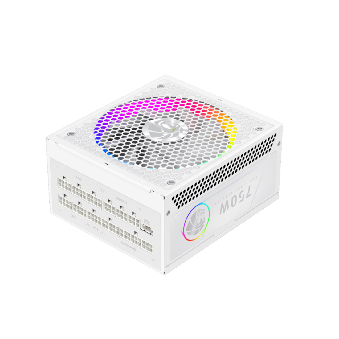 Блок питания GameMax RGB 750G WH (2141-0750B0012) [750 Вт, 80 PLUS Gold, 8x SATA, 3 x 6+2 pin PCIe, 2x 4+4 pin CPU, ATX]