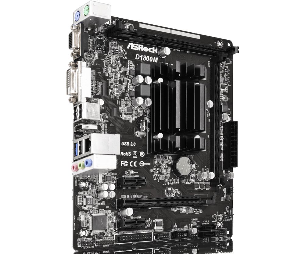 Материнская плата ASRock D1800M [ FCBGA1170, 2x DDR 3, 1xPCI-E x16, Micro-ATX]