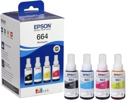 Набор из четырех контейнеров с чернилами Epson C13T66464A 664, оригинальный