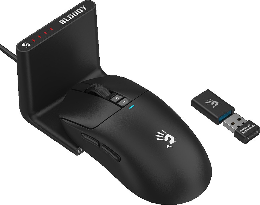 Мышь Bloody R72 Ultra Duo Black [беспроводная, светодиодная, 20000 DPI, 1000 Гц, черная]