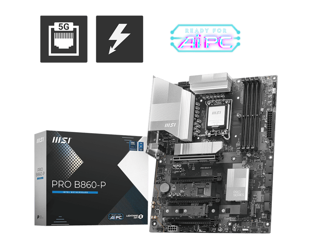 Материнская плата MSI PRO B860-P LGA1851 4xDDR5 4xSATA3 RAID 3xM.2 HDMI Type-C DP ATX
