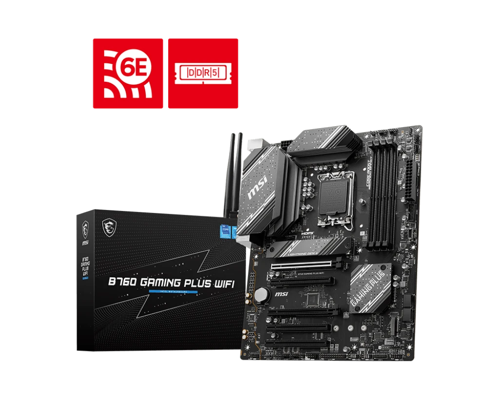 Материнская плата MSI B760 GAMING PLUS WIFI (B760 GAMING PLUS WIFI) [LGA 1700, Intel B760, 4xDDR 5, 2xM.2, 5xPCI-E x16, Standard-ATX]