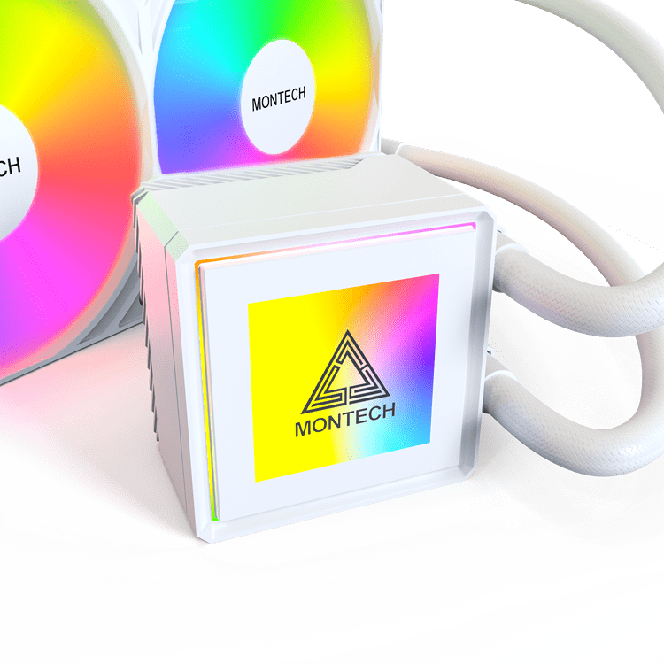 Водяное охлаждение для CPU Montech PureFlow ARGB 360 (W) TDP 320W 3x120 115x-1851/AM4/AM5 White