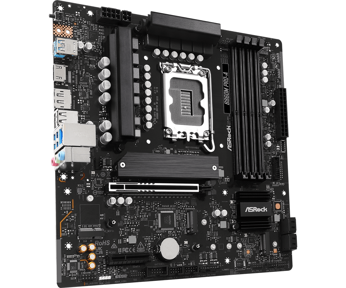 Материнская плата ASRock B860M PRO-A [LGA 1851, Intel B860, 4xDDR 5, 3xM.2, 1xPCI-E x16, Standard-ATX]