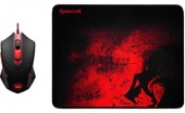 Мышь + коврик Redragon M601BA [проводная, светодиодная, 3200 DPI, 1000 Гц, подсветка]