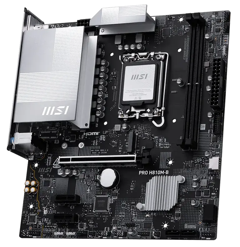 Материнская плата MSI PRO H810M-B [LGA 1851, Intel H810, 2xDDR 5, 1xM.2, 1xPCI-E x16, Micro-ATX]
