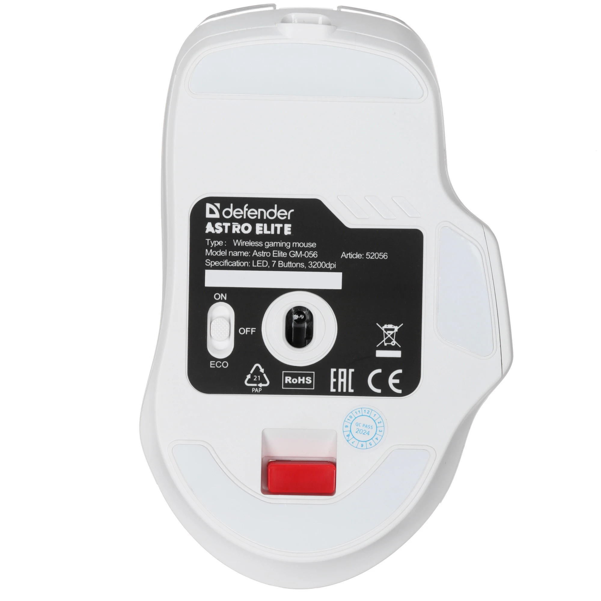 Мышь Defender Astro Elite GM-056 (52056) [беспроводная, светодиодная, 3200 DPI, 125 Гц, подсветка, белый]