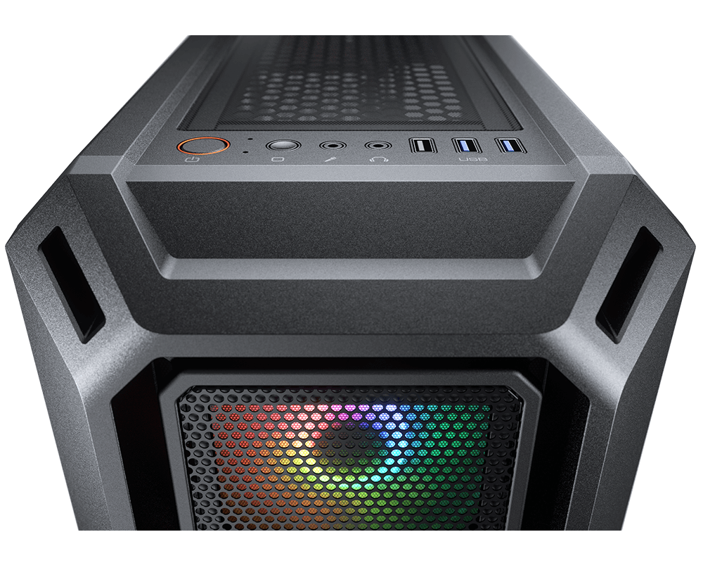 Корпус Cougar MX440 Mesh RGB (CGR-56C1B-MESH-RGB) [Midi Tower, 3 × 120 мм RGB, Черный]