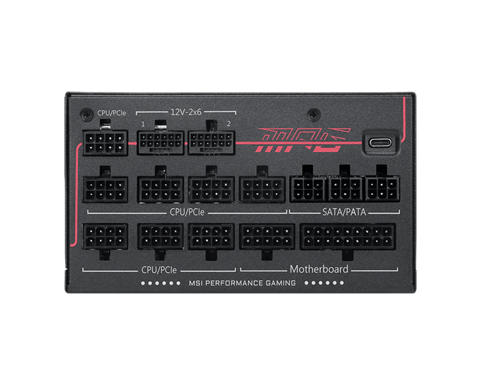 Блок питания MSI MPG Ai1300TS PCIE5 [1300 Вт, 80 PLUS Titanium, 8x SATA, 2 x 16 pin (12VHPWR), 7 x 6+2 pin PCIe, 1x 4+4 pin, 1x 8 pin CPU, EPS12V, ATX]
