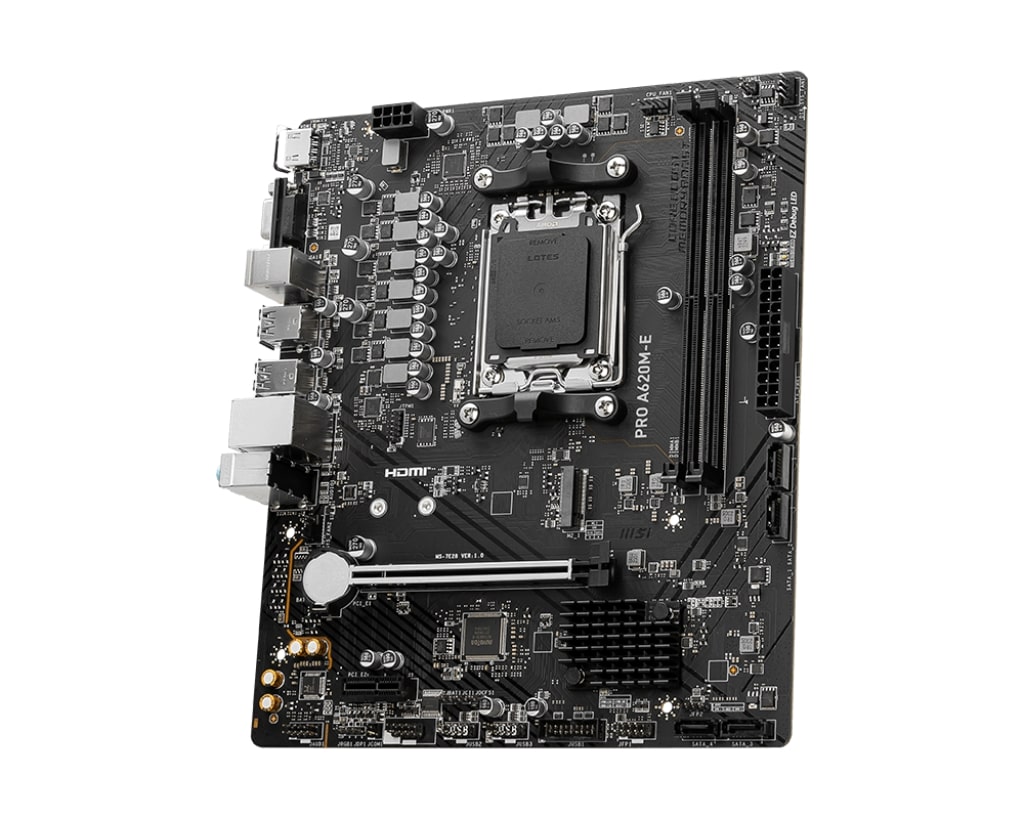 Материнская плата MSI PRO A620M-E [AM5, AMD A620, 2xDDR 5, 1xM.2, 1xPCI-E x16, Micro-ATX]